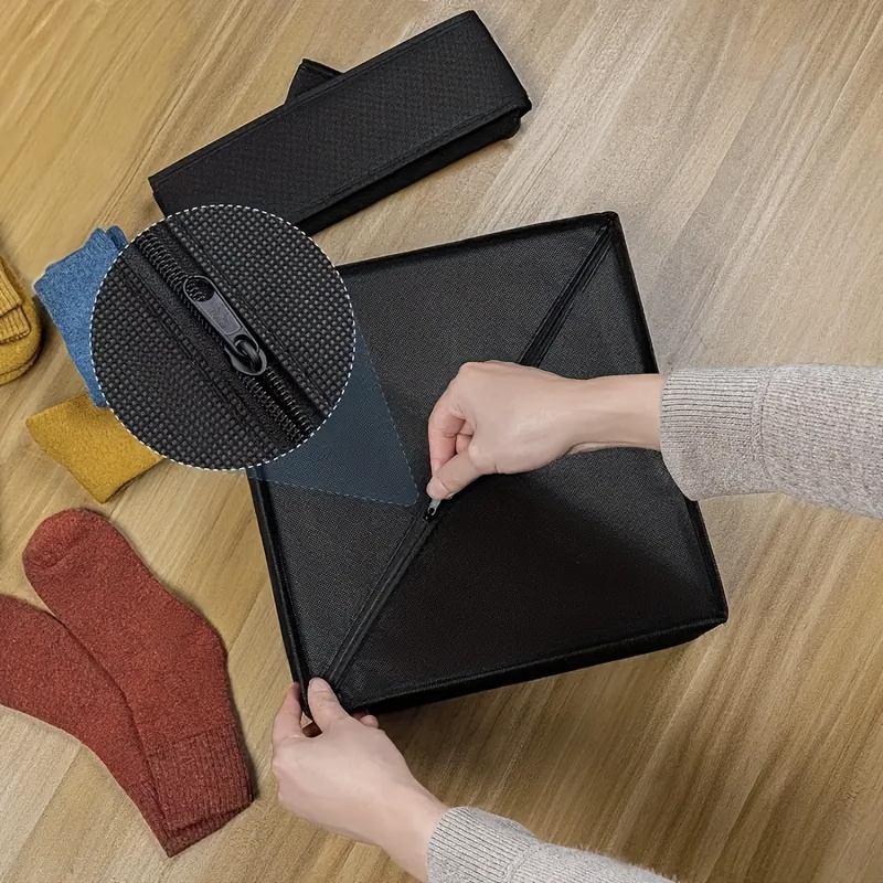 2-Pack Foldable Sock and Underwear Organizer with 24 Compartments, Multi-Functional Storage Boxes for Socks, Bras, Ties - Breathable Fabric and Durable Zipper for Bedroom, Closet, Drawer, Shelf Use