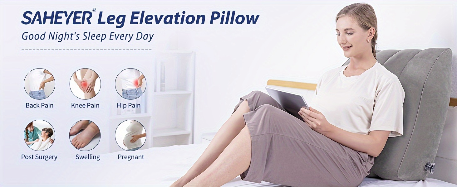 1pc portable wedge pillow inflatable leg elevation pillow lightweight bed wedge pillow comfort leg pillows for sleeping improve circulation and reduce swelling details 4