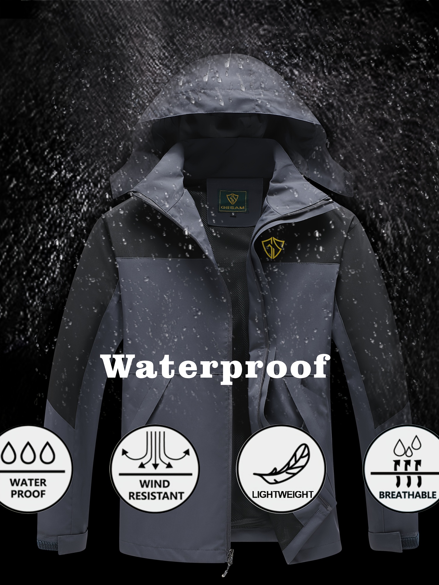 mens lightweight waterproof hooded rain jacket outdoor raincoat for hiking travel