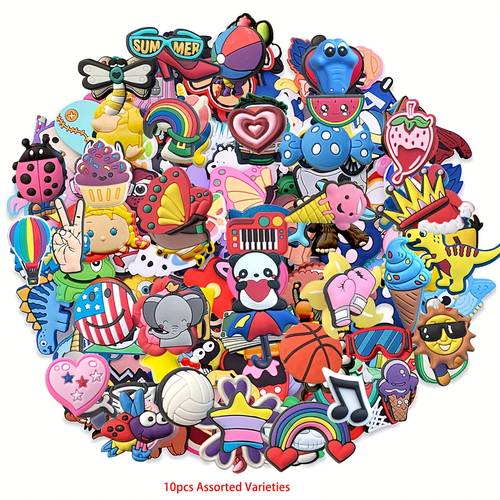 cute random assorted cartoon shoe charms set of 20 30 50 100pcs suitable for bags wristbands and accessories detachable creative gifts for birthdays christmas valentines day halloween