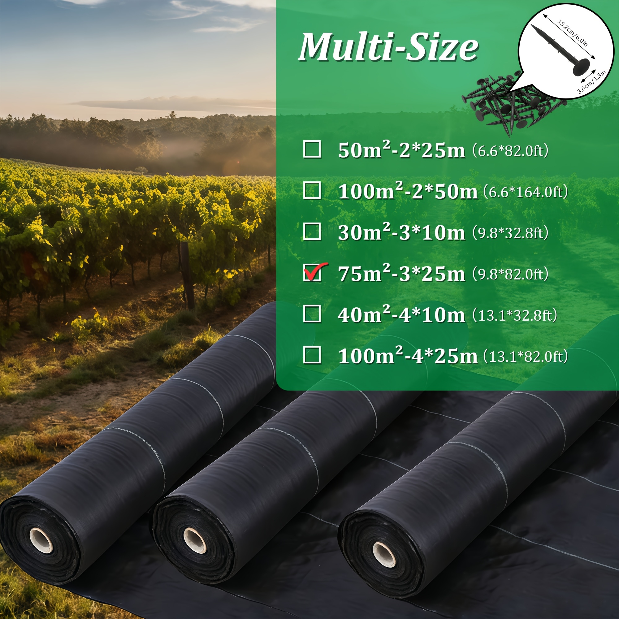 E-shop Hochleistungs-Unkrautbekämpfungsfolie 120G/m² (4.42Oz/Yd²), Bodenschutzvorhang, starke Unkrautunterlage für Gartenarbeit, Einfahrten, Kies,