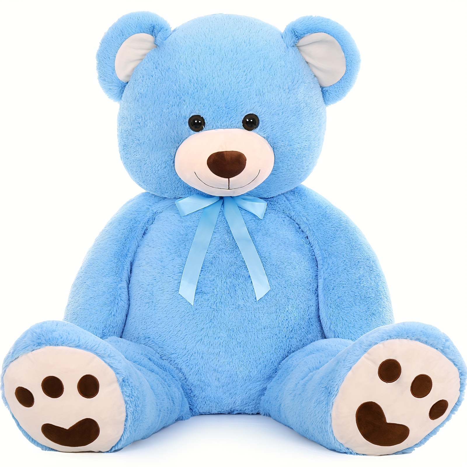 

Giant Teddy Bear Stuffed Animal 5ft, Large Stuffed Teddy Bear With Footprints, Life Size Big Blue Teddy Bear Plush Gifts For Wife, Girlfriend, Women On Valentine, Christmas, Baby Shower