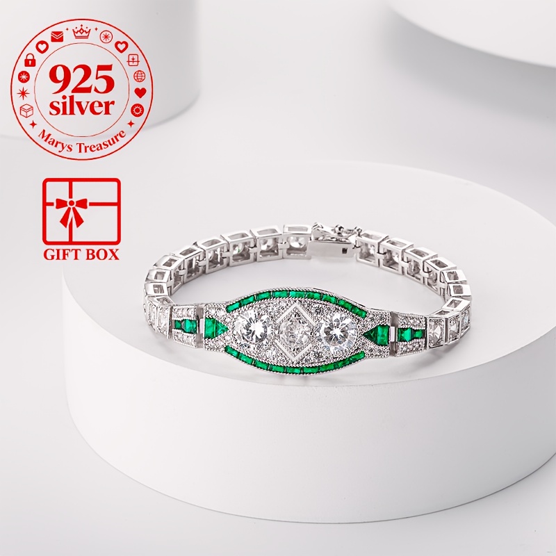 Image of 925 Silver Men' Strap Bracelet 17cm Tone Shining Birthday Valentine's Day Father's Day Exquisite Gift Box