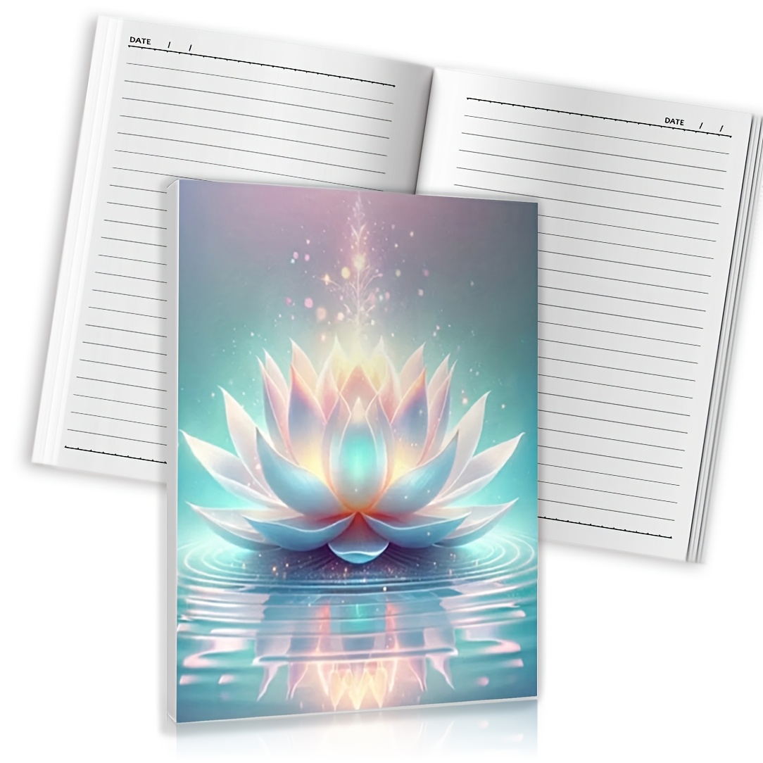 TEMU 1 Beautiful For Lotus Notebook, High-quality Paper, Ideal For Women, College Ruled Notebook/diary, School, Office, Or Home Use As A Gift~