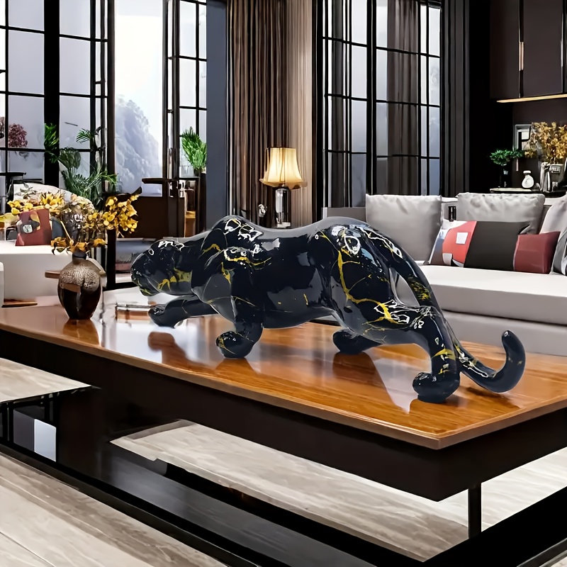 1pc Elegant Black Panther Resin Sculpture - Multi-Use Letter Animal Theme Statue for Indoor & Outdoor Decor, Ideal for Christmas, Thanksgiving, Valentine'S Day, Father'S Day, Mother'S Day - Perfect for Living Room & Office Shelves, Indoor Decoration | Artistic Panther Design | Detailed Craftsmanship, Panther Decor