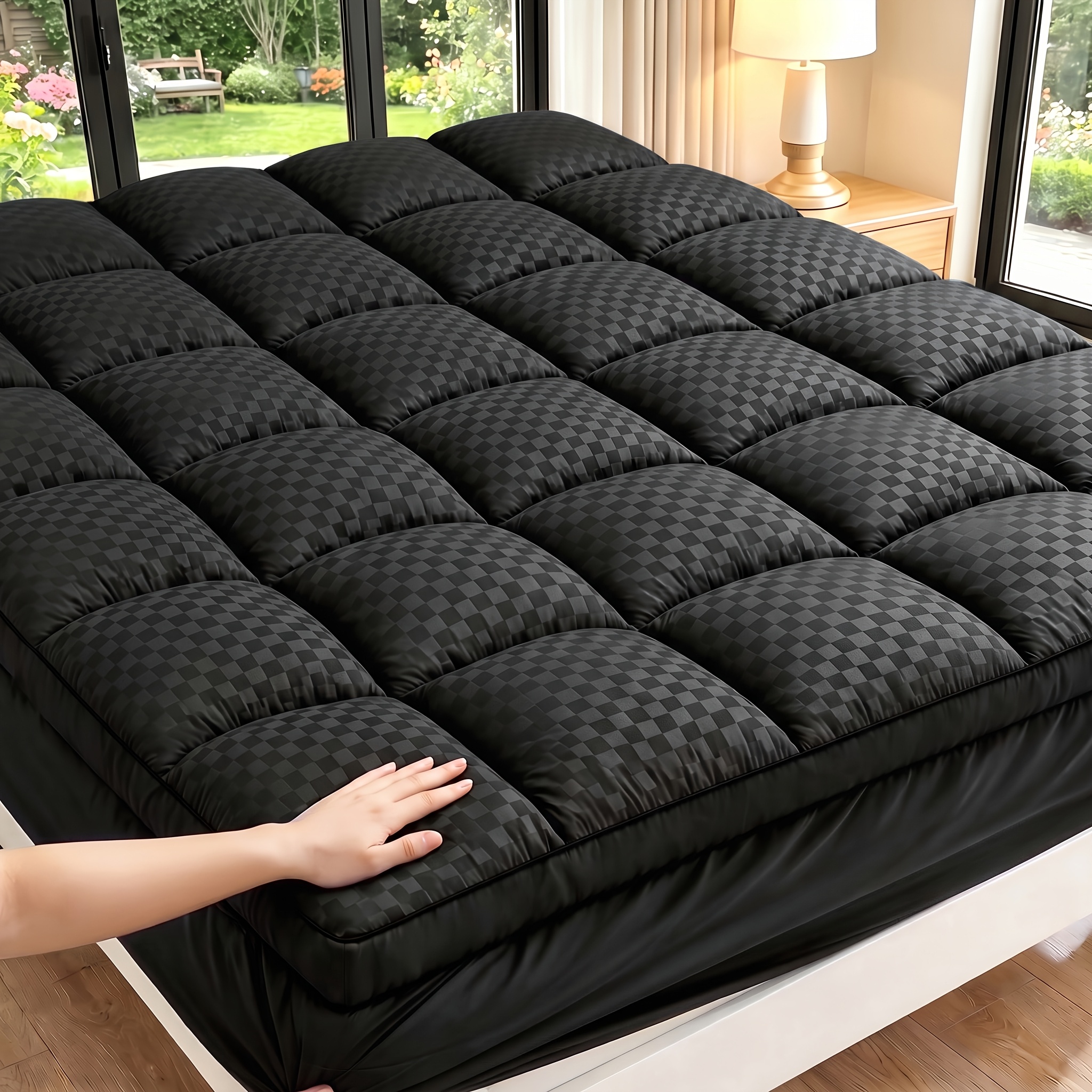 TEMU 1pc Cloud Sensing Mattress Protector, Providing 360-degree Coverage With Anti-slip That Do Not Shift, Machine Washable, Rentals, Suitable For