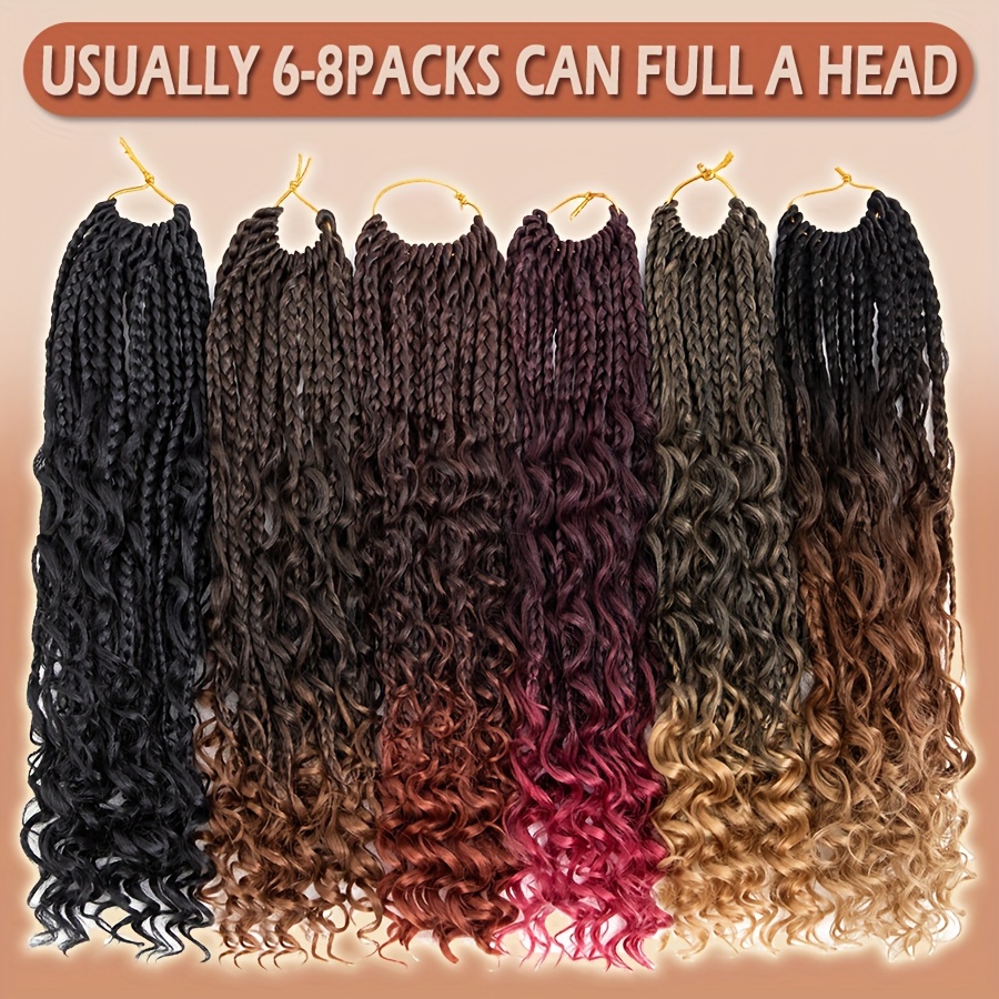 3pcs handmade pre looped box braids goddess soft thick curly synthetic hair extensions 14 inch afro ombre boho   knotless jumbo twist braiding hairpiece for women festival christmas   use details 7