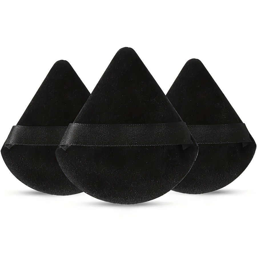 

Set Of 3 Soft Triangular Makeup Sponges, Suitable For Loose Powder, , , And Other Cosmetic Foundations - In Pink, Black, , Purple, And Fuchsia - Beauty Makeup Tools.