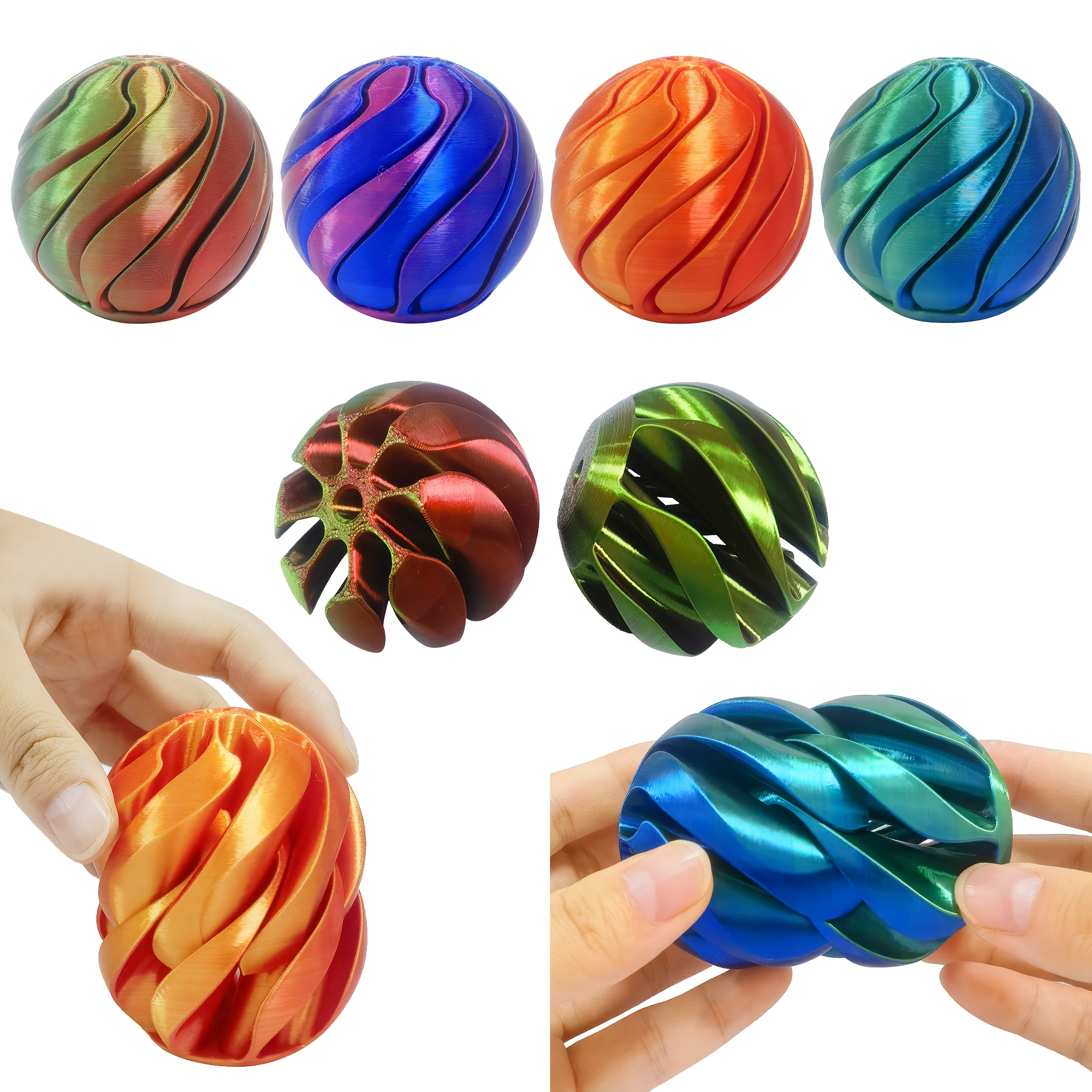 

1/2pcs 3d Printed Gear Ball Fidget Toy - Movable , Plastic Desk Decor For , Indoor & Outdoor Use, No Electricity Required, Ideal Winter Gift & Party Favor - Assorted Colors