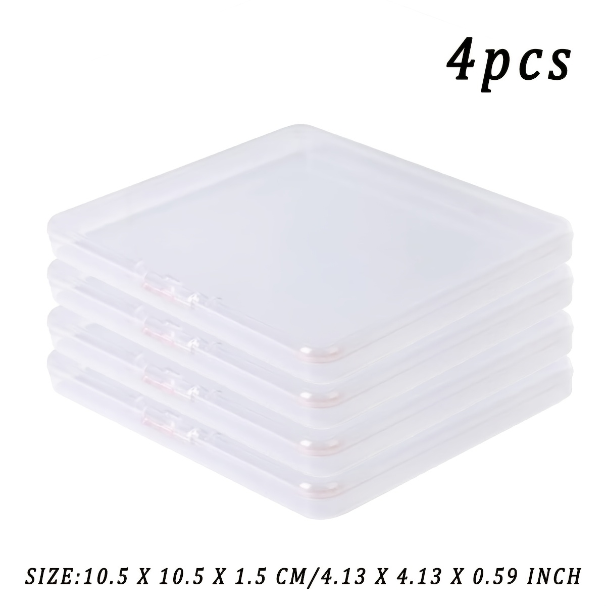 Set Of 4 Flat Plastic Boxes For Organizing Scrapbooking Materials - Dimensions Are 10.5 X 10..5 Cm, Ideal For Storing Items, Specifically For