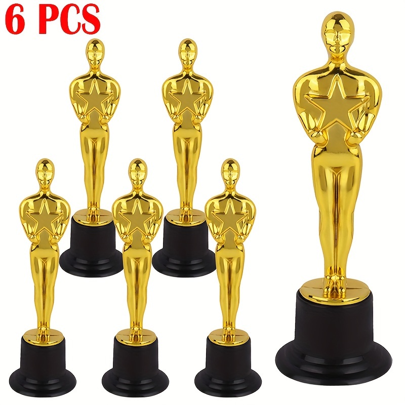 

6pcs Trophy Golden Award Trophies 6 Inch Golden Replica Statues Party Award Trophy Appreciation Gifts Party Decorations Favor