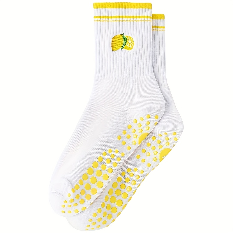 E-shop Rutschfeste Yoga-Socken für Damen mit Frucht-Stickerei, stylische und vielseitige gestreifte Sportschuhe, geeignet für alle , ideal für Sport,