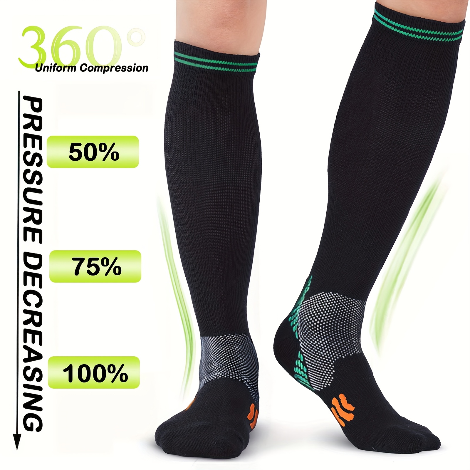 E-shop Kompressionsstrümpfe für Damen und Herren, Bequeme Kniehohe Kompressionssocken mit Polsterung – Ideal für Sport, Reisen, Pflegekräfte und Laufen