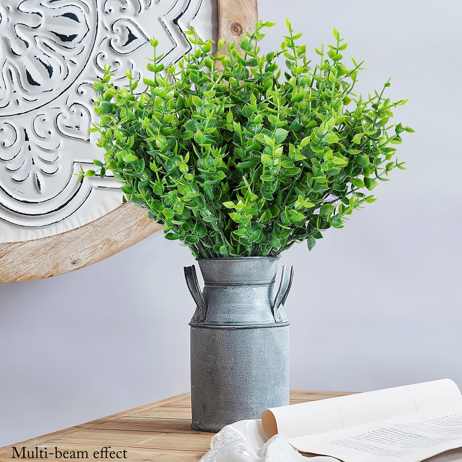 Image of 99pcs Greenery Artificial Plants Outdoors, Eucalyptus Stems Uv Resistant Fake Foliage Plants Faux Boxwood Shrubs Indoor Decorations Artificial Flowers For Garden Pot Porch Fence Hanging Planter