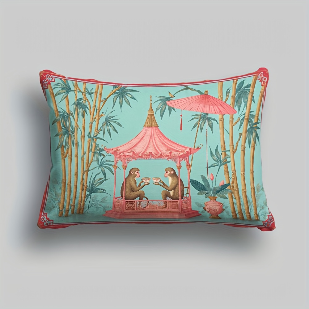 TEMU per cuscino vintage in stile francese a con due piccole illustrazioni di , realizzata in tessuto di poliestere con stampa qualit� su entrambi i