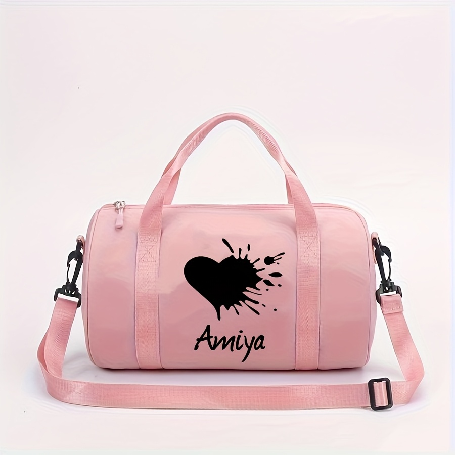 TEMU 1 Customizable Heart-print Tote Gym Bag, Large-capacity Fitness Storage Bag, Valentine's Day Personalized Gift, Suitable For Dance, Sports, And