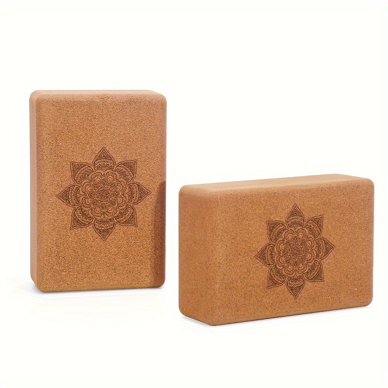 

Soft Cork Yoga Block With Geometric Lotus Design For Yoga, Fitness, And Meditation - High Density Wooden Yoga Brick