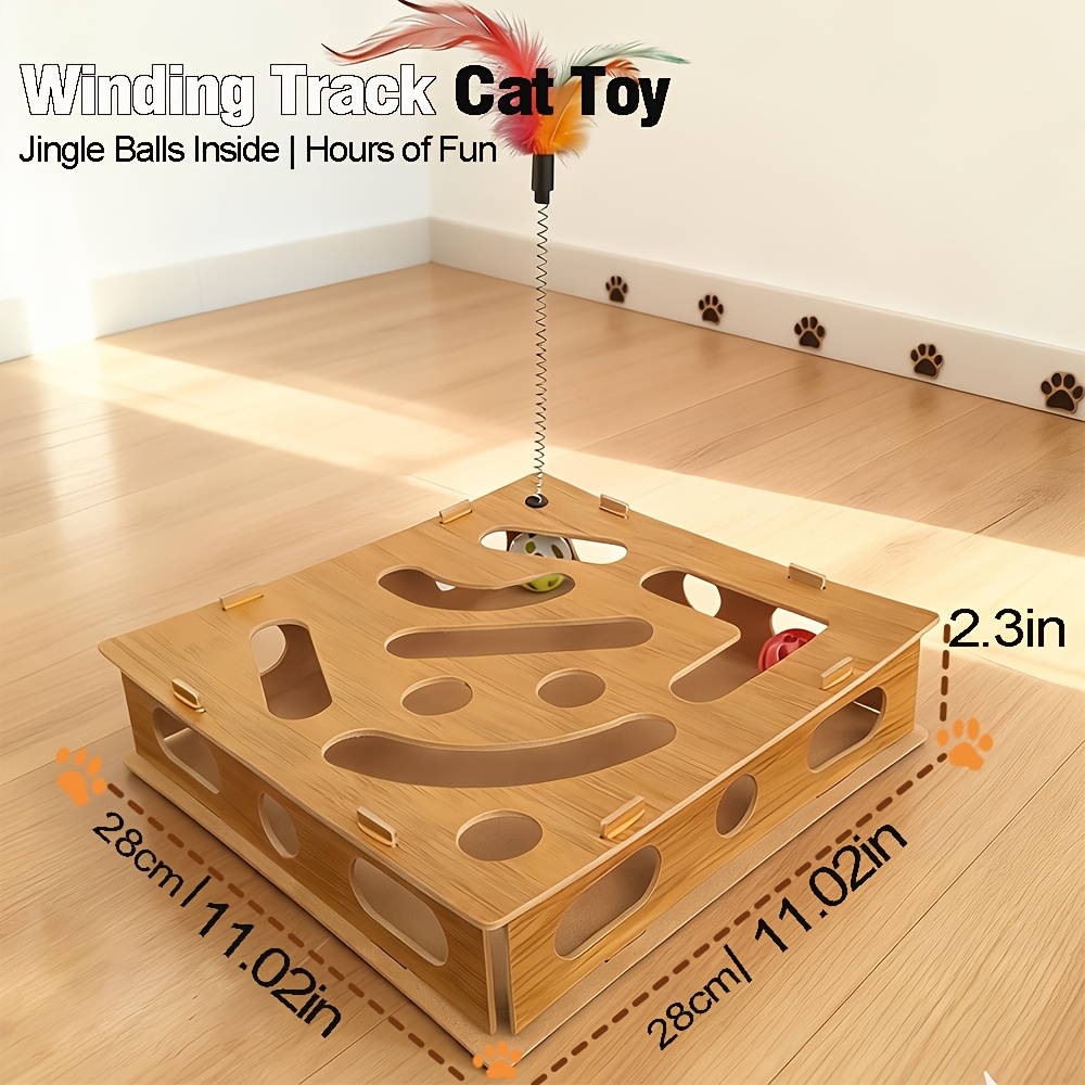 TEMU Interactive Cat Toy With Maze Tunnel And 2 Bell Balls - Stimulating Play And Mental Engagement, Cat Playtime, , Sturdy Structure, Without Battery