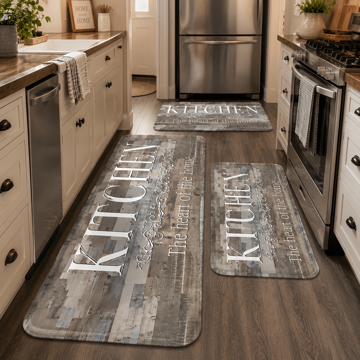 3pcs Kitchen Mat Non-slip Washable - Absorbent Machine Washable Floor Mats For Kitchen, Under Sink, Laundry Room, Home Decor