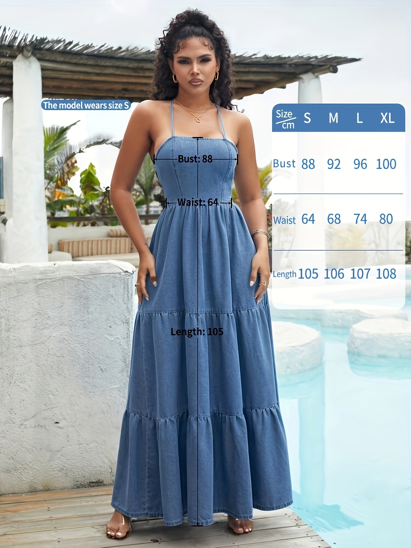 white christmas dresses Off-Shoulder Drawstring Denim Dress with Pockets – Anchor Blue Jeans main image 1