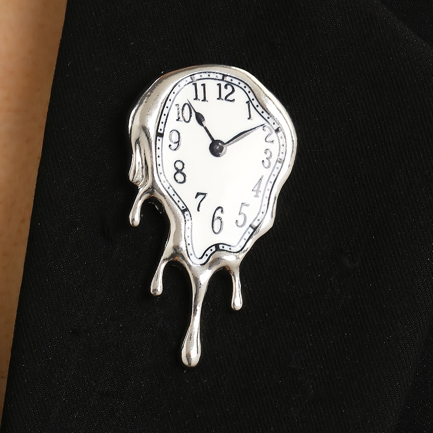 TEMU 1pc Vintage Fashion Artistic Melting Irregular Twisted Watch Face Pin (hands Non-rotating) Suitable For Men And Women Premium All-match Holiday