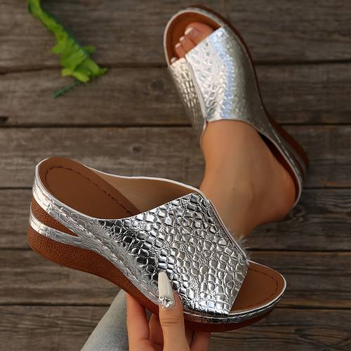womens fashion slant heel sandals summer new arrival versatile simple thick sole slip on breathable comfortable fish mouth slide shoes