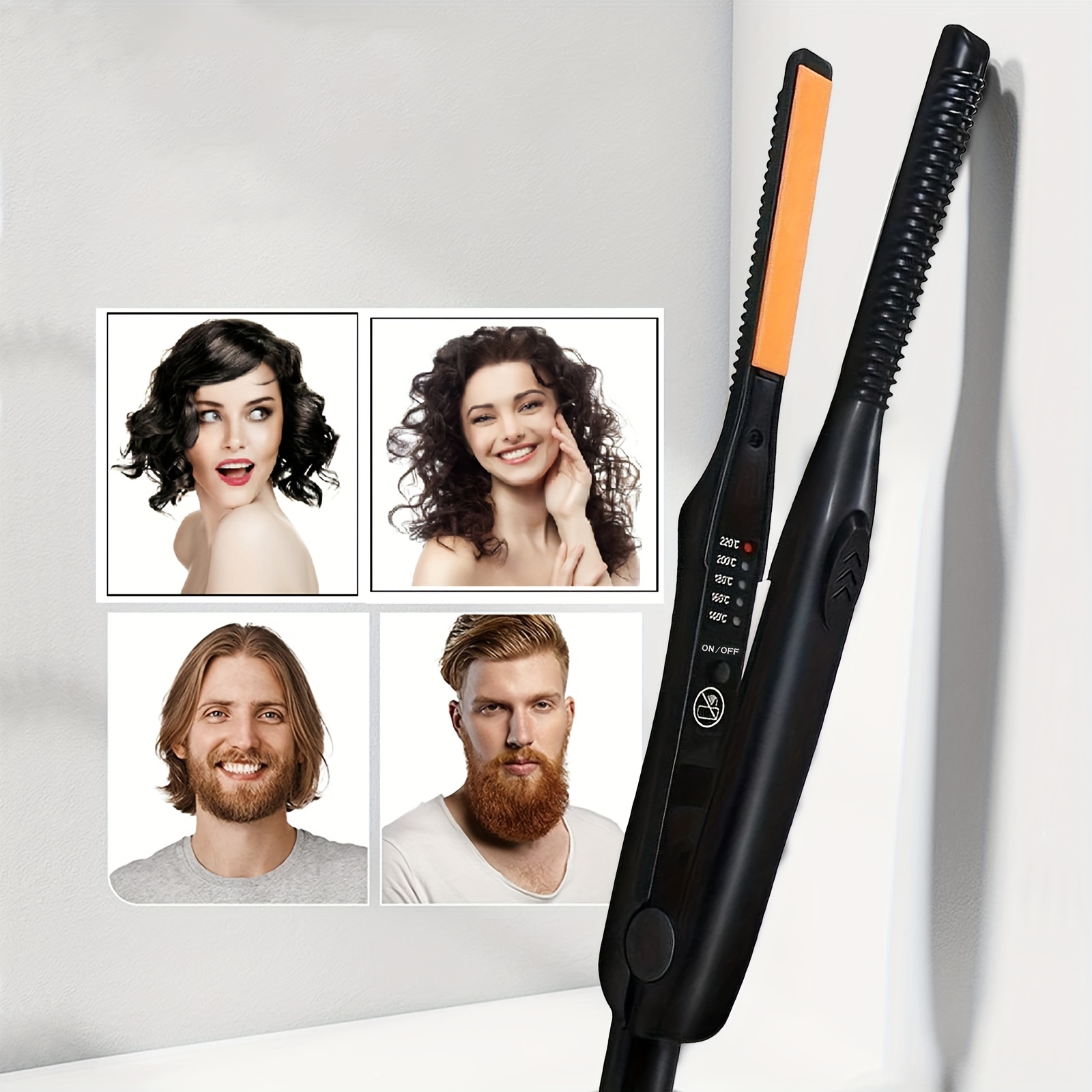 TEMU Ultra-thin 2-in-1 Hair Straightener Curler, Mini Curling And Straightening Wet And Dry Straightening Iron - Portable Flat Iron For Short Hair And Beard