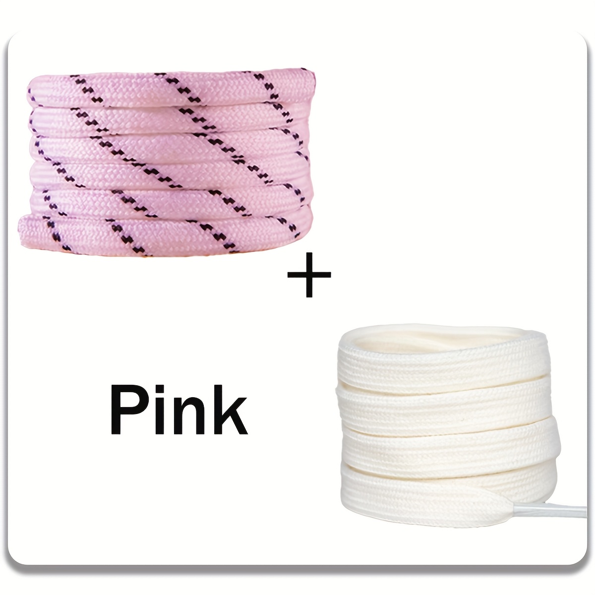 E-shop 2 Paare farbblockierter Schuhbänder in Macaron-Farben für alle Sportarten, Freizeit- und Canvas-Schuhe, strapazierfähiges Polyester,