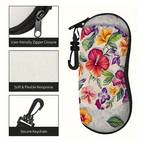 1pc tropical floral glasses case with secure zipper closure scratch resistant synthetic rubber frame protector vibrant hibiscus print unisex eyewear organizer pouch for accessories for women men