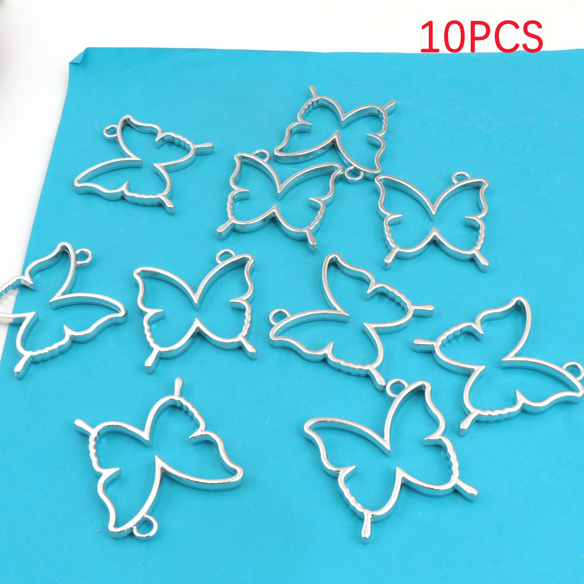 Image of 10 Cute And Versatile -shaped Alloy Bead Frames, 0.4cm*3.7*3.3cm Epoxy Resin Diy Molds For Bracelets, Necklaces, And Earrings - Jewelry Making Supplies