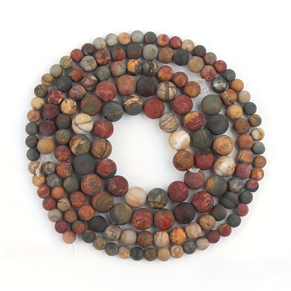 TEMU Cuentas mate de Picasso - Piedra natural, cuentas sueltas para hacer joyería DIY, pulseras y collares - Disponibles en tamaños de 4/6/8/10 mm