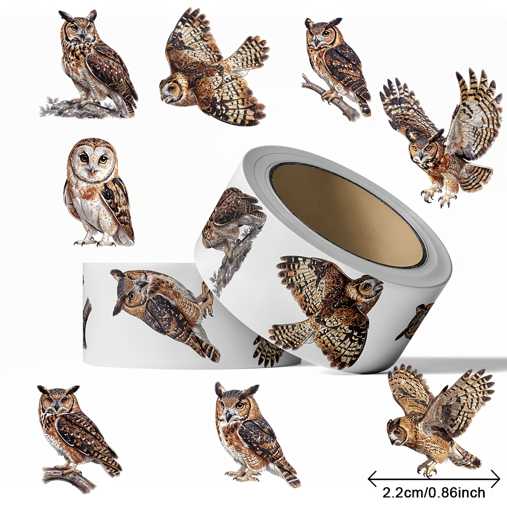 TEMU 500 Sheets/roll, Animal-themed Stickers, Roll Of Stickers, Owl, Suitable For , Diaries, Or Use Stickers