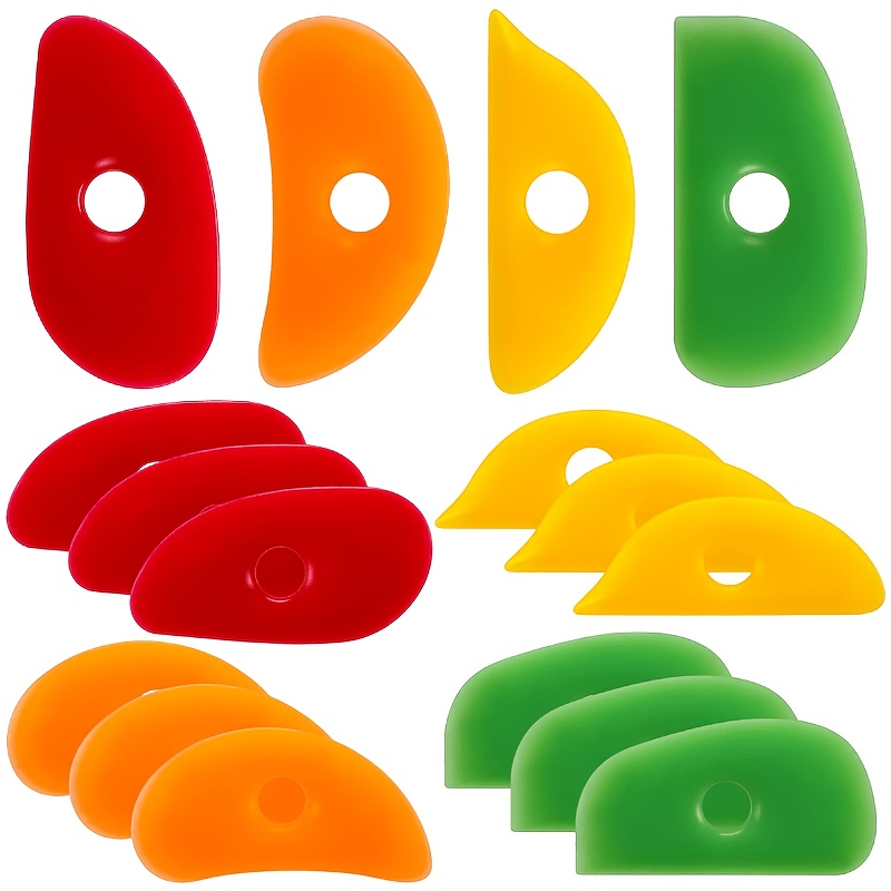 TEMU 12pcs Ceramic Mud Scraper Tool Set, Flexible Plastic Mud Rib Scraper, Different Shapes Of Mud Shaping Tools For Trimming And Smoothing Edges,