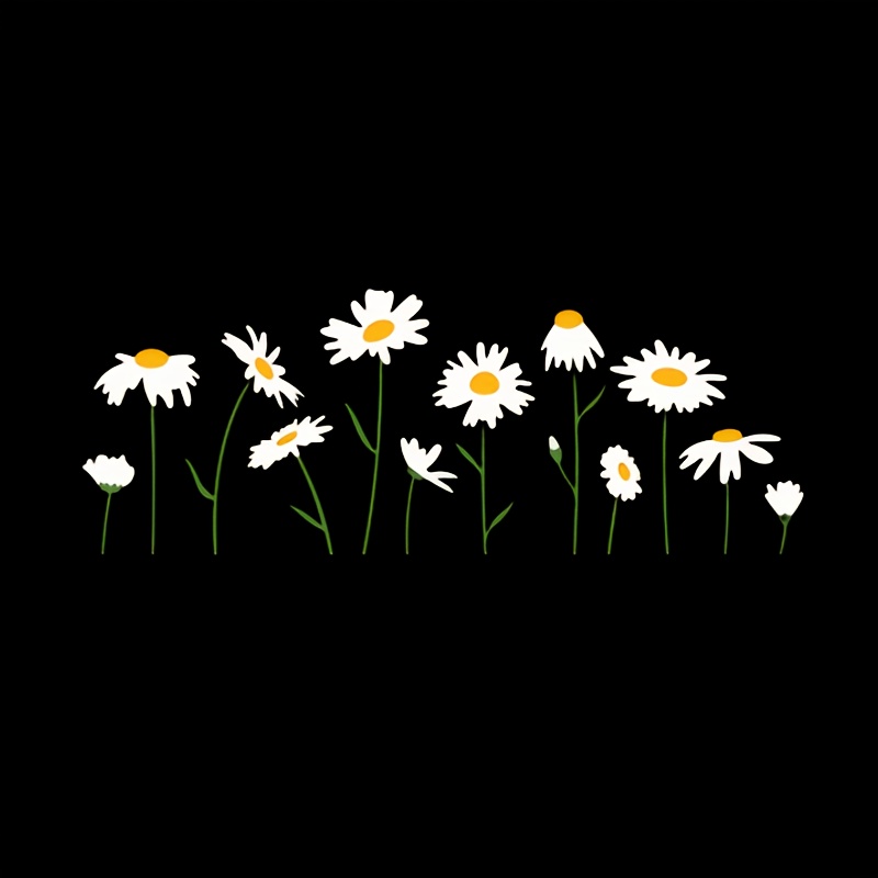Image of Daisy Flower Pattern Stickers-heat Transfer Sticker Made Into Backpacks, T-shirts, Pillows, Handbags, Pants, Etc., And Washable