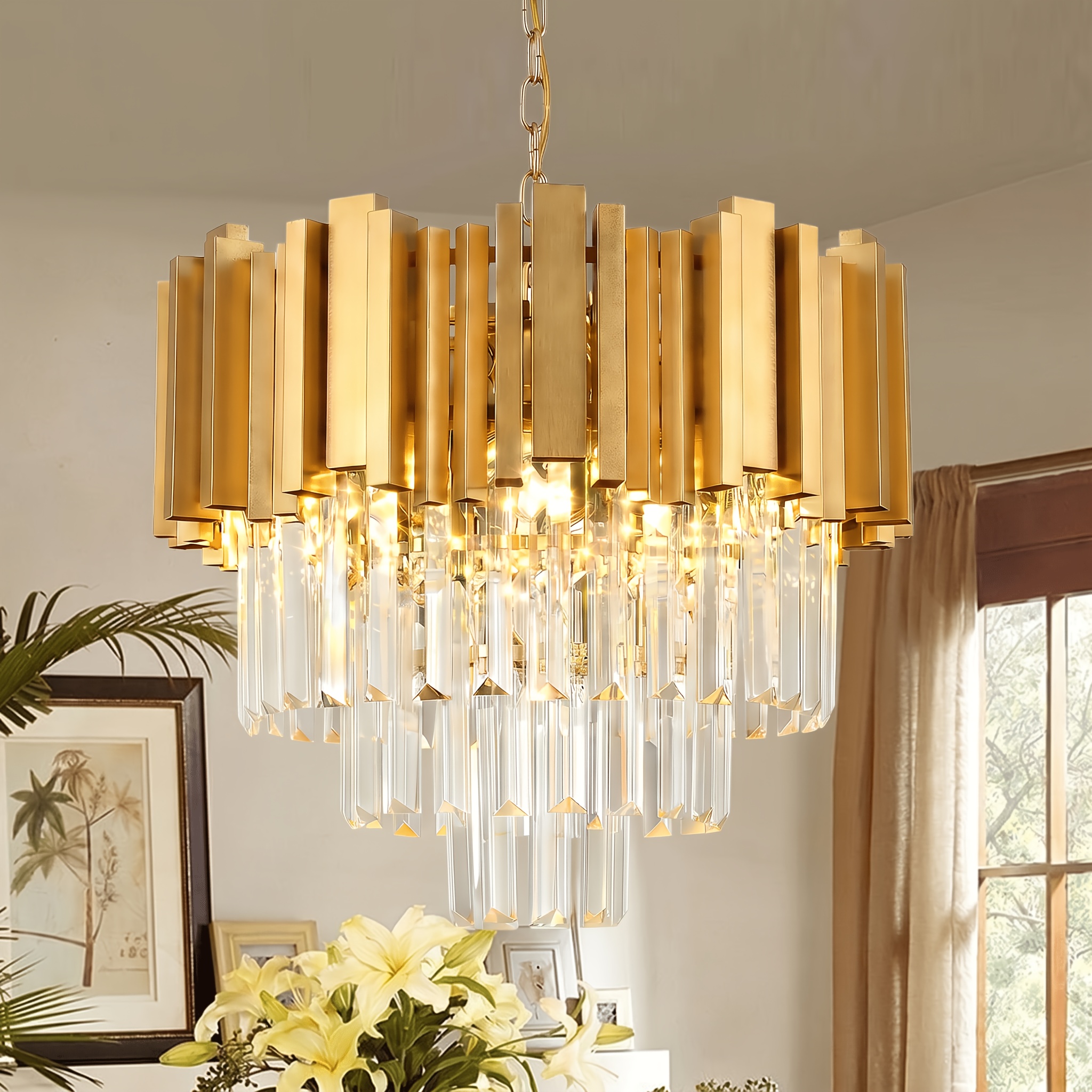 Modern 3-layer Crystal Chandelier, Luxurious Home Decoration, Suitable For Restaurant Bedroom Room Foyer Entrance Lighting Fixtures, E14 Lamp Holder (excluding Bulbs)