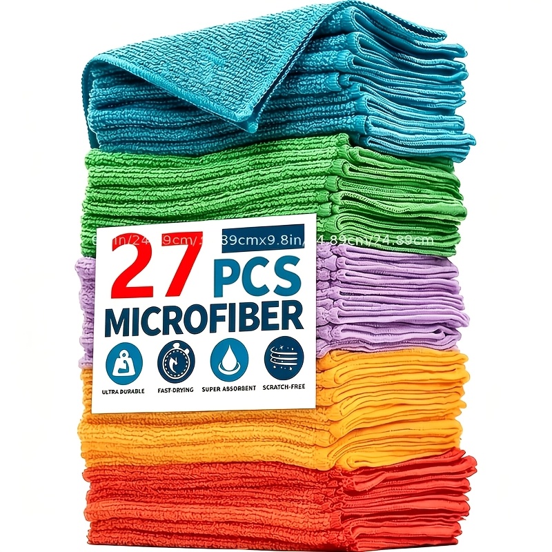 TEMU 11/17/19/27pcs Multi-functional Cleaning Cloths, Reusable, , Absorbent, Suitable For Household Kitchen/living Room/bedroom/bathroom/furniture
