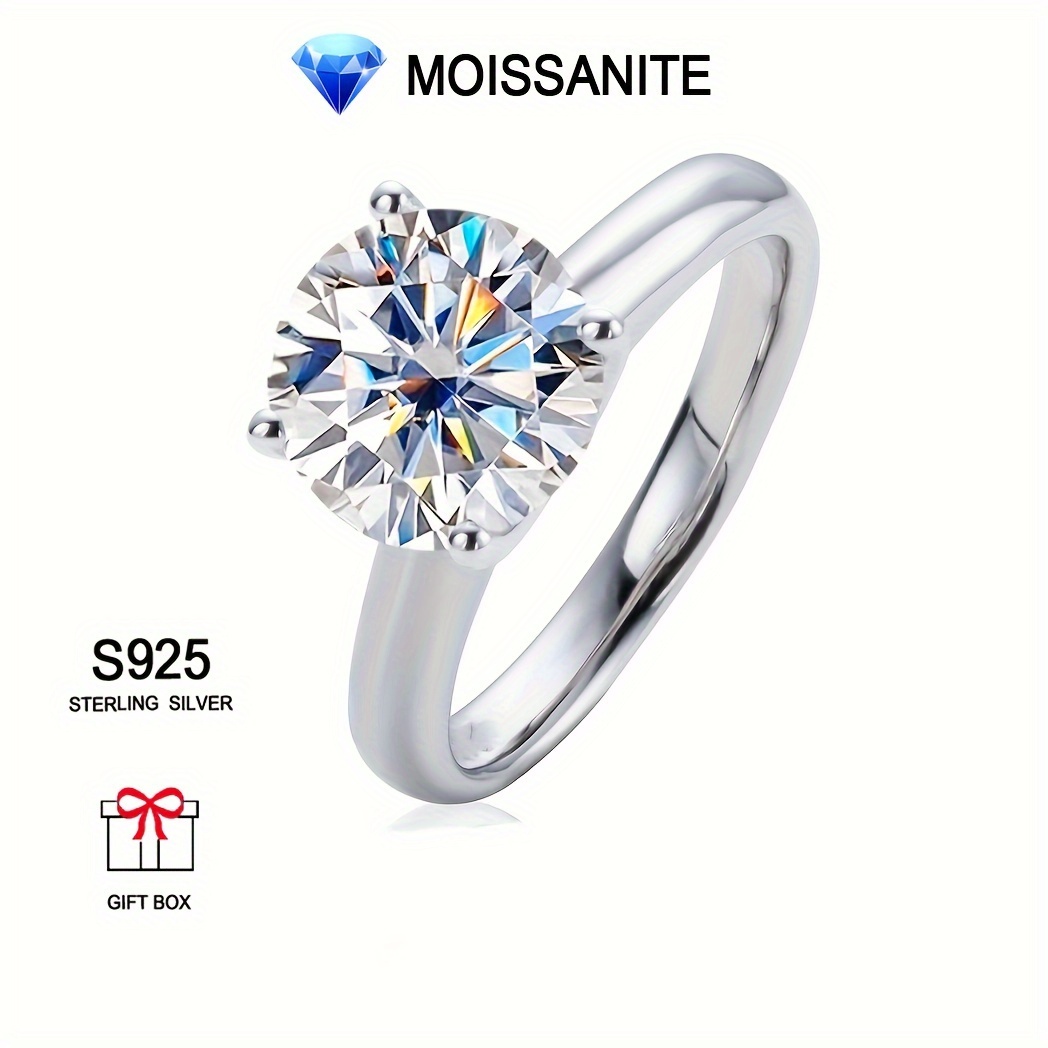 

1pc 3 Carat Moissanite Inlaid Ring For Men, Fashion Trendy Simple Ring, Classic Gorgeous Luxurious Ring, Romantic Proposal Engagement Wedding Jewelry, Birthday Anniversary Gift With Gift Box