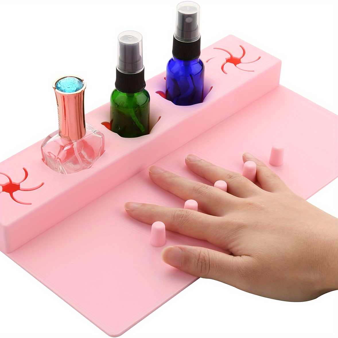 

Nail Polish Holder Silicone Stand - 1-set Hypoallergenic Nail Art Manicure Accessory With Stabilizing Finger Slots And Bottle Rests For Tool Efficiency