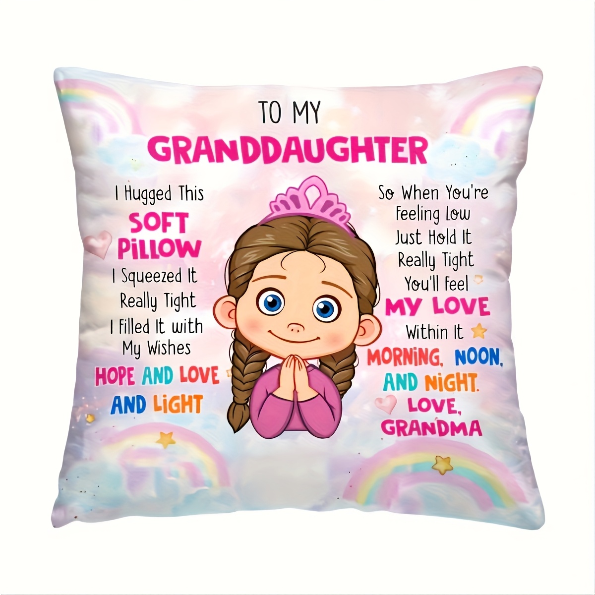 TEMU [] Perfect Gift For My Granddaughter - 18x18 Inch Themed Throw Pillow Cover, Feeling My Love, Morning, , And Night Greetings - Comfortable