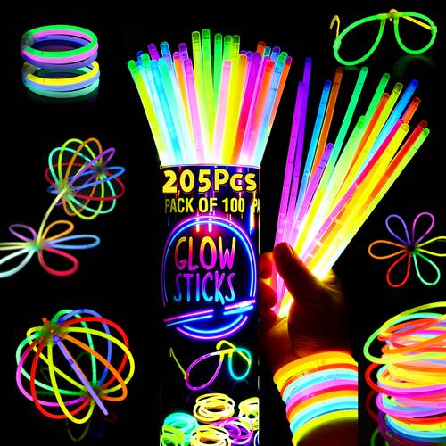 205pcs glow sticks bulk party pack with glow in the glasses bracelets necklaces multicolor for weddings birthdays gender reveals graduations christmas easter halloween parties plastic l