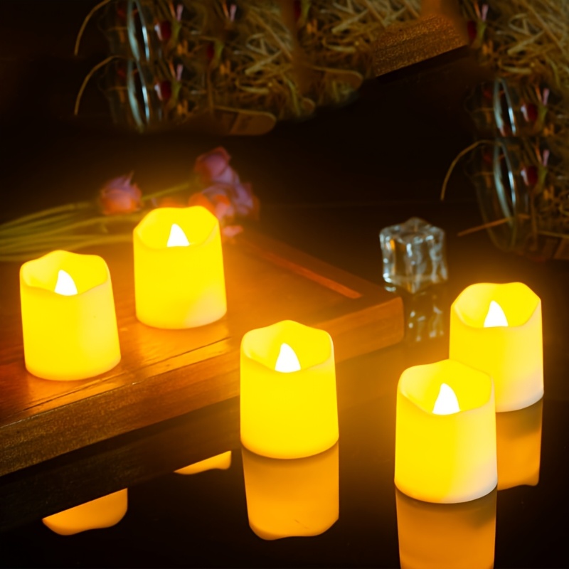 Image of 6 Battery-powered Led Tea Lights, Warm White, Suitable For Weddings, Dining Tables, Festivals, Halloween, Christmas Decorations, Led Tea Lights, Halloween Candle Decor