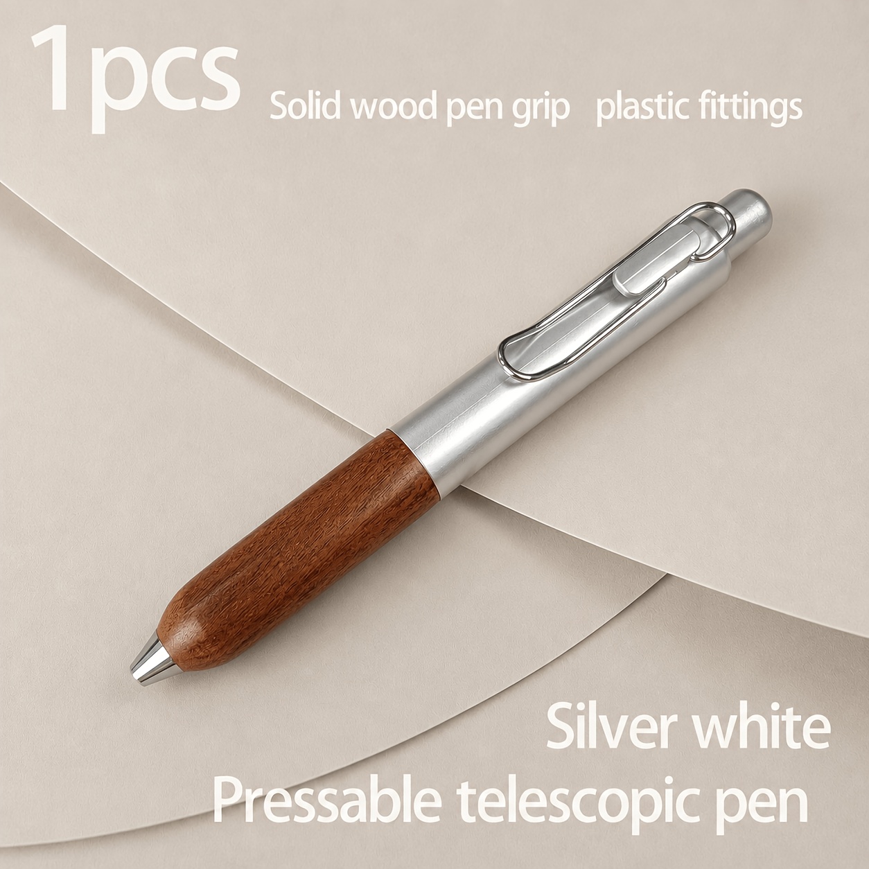 TEMU 1pc Mini Stylo de Poche Rétractable, Stylo Rétractable à Presser (Bois Métal Plastique), Rechargeable, Corps Épais et Grosse, Stylo Court, Petit