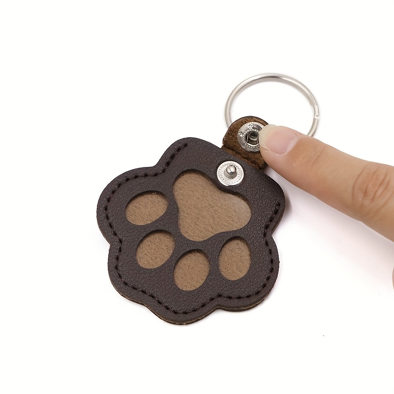 3 Porte-clés En Cuir Pour Poils D'animal - Forme Patte De Chat, Compartiment Souvenir - Cadeau Pour Propriétaire De Chien/chat - 2