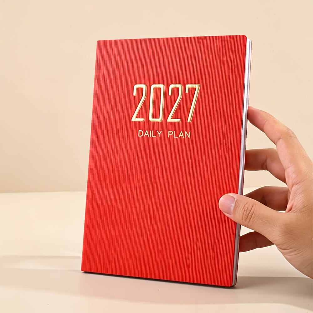TEMU A5 Size 2027 , 64-sheet 128-page Slim Weekly Calendar, Pu Cover, Includes Pages, , Monthly Planner, Weekly Planner, 365-day Daily Planner,