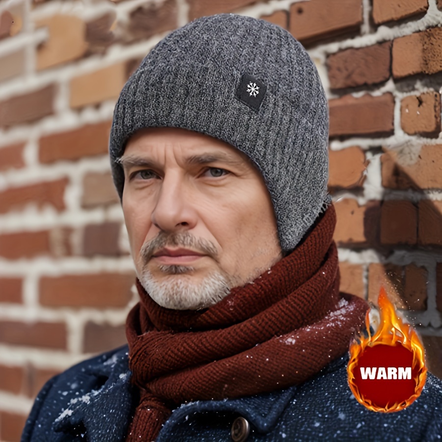 

Bonnet Tricoté Doublé en pour Hommes avec Protection des Oreilles - Chapeau d'Hiver Chaud & Combinaison de Gilet de Cou, pour Noël, An, Fête des Pères, Extérieur, Temps Froid, Cadeau