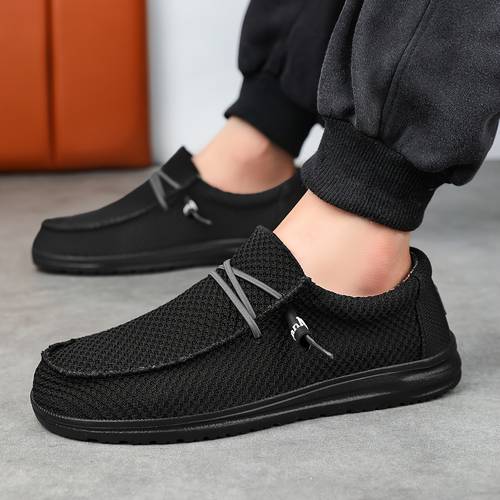 mens loafers solid color casual with comfortable eva sole and elastic laces