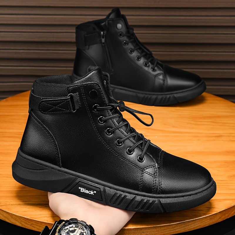 

Men's Casual Chukka Ankle Boots - Spring/fall Solid Color Zipper Closure Round Toe Short Boots With Pu Upper, Fabric Lining, Pvc Sole, And Comfortable Inner Fabric Insole