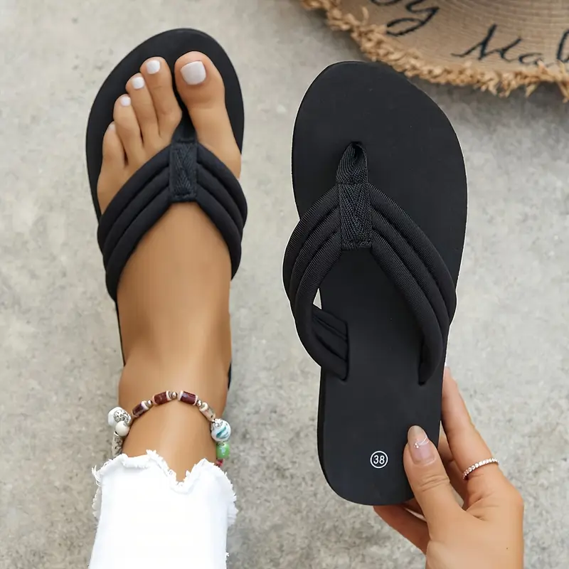 womens black slide sandals flat heel open toe fabric upper lining synthetic insole sole casual summer footwear casual summer footwear elegant flat sandals fabric upper sandals Product details 6