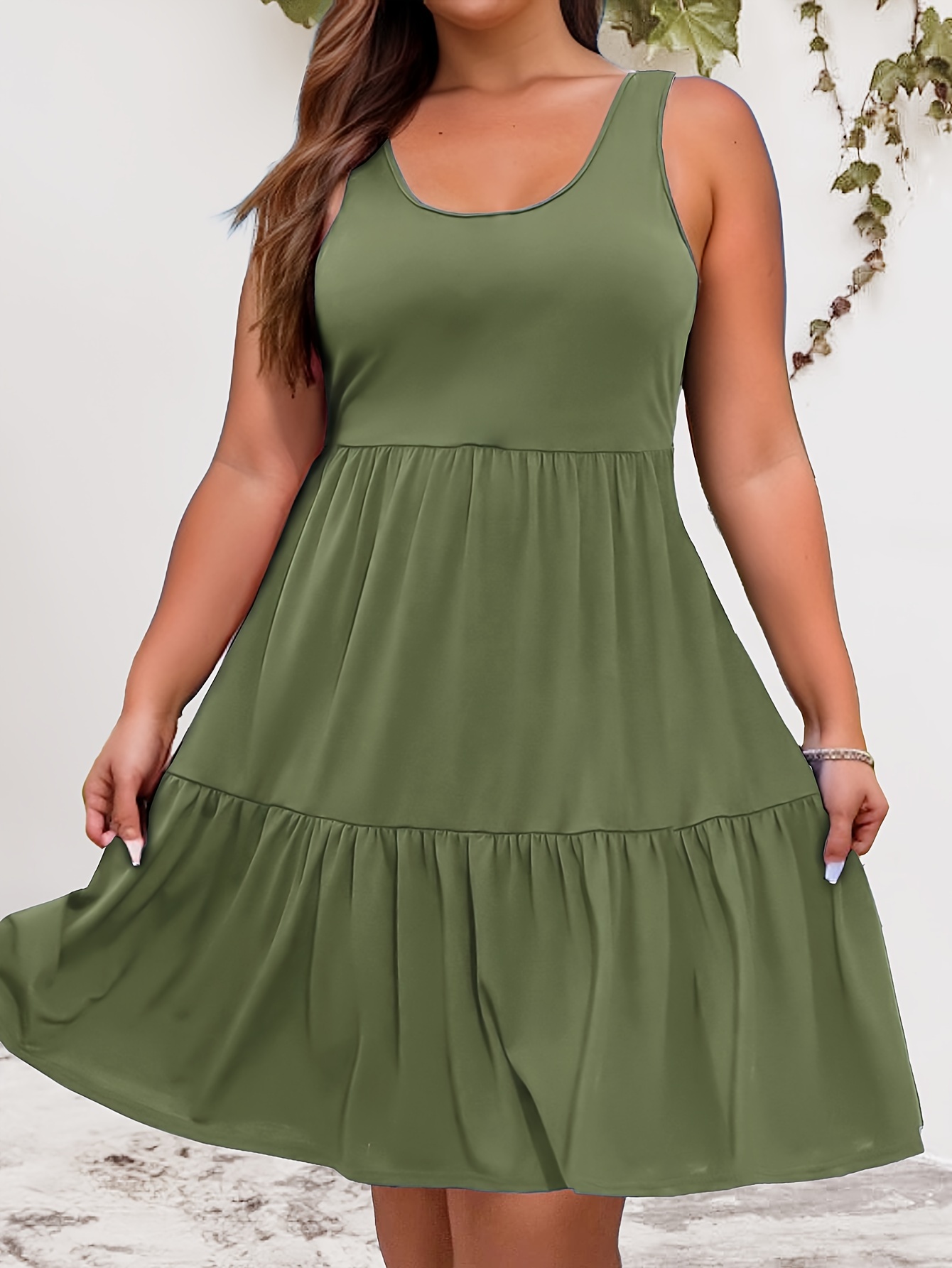 plus size womens plus size dress round neck ruched - Temu