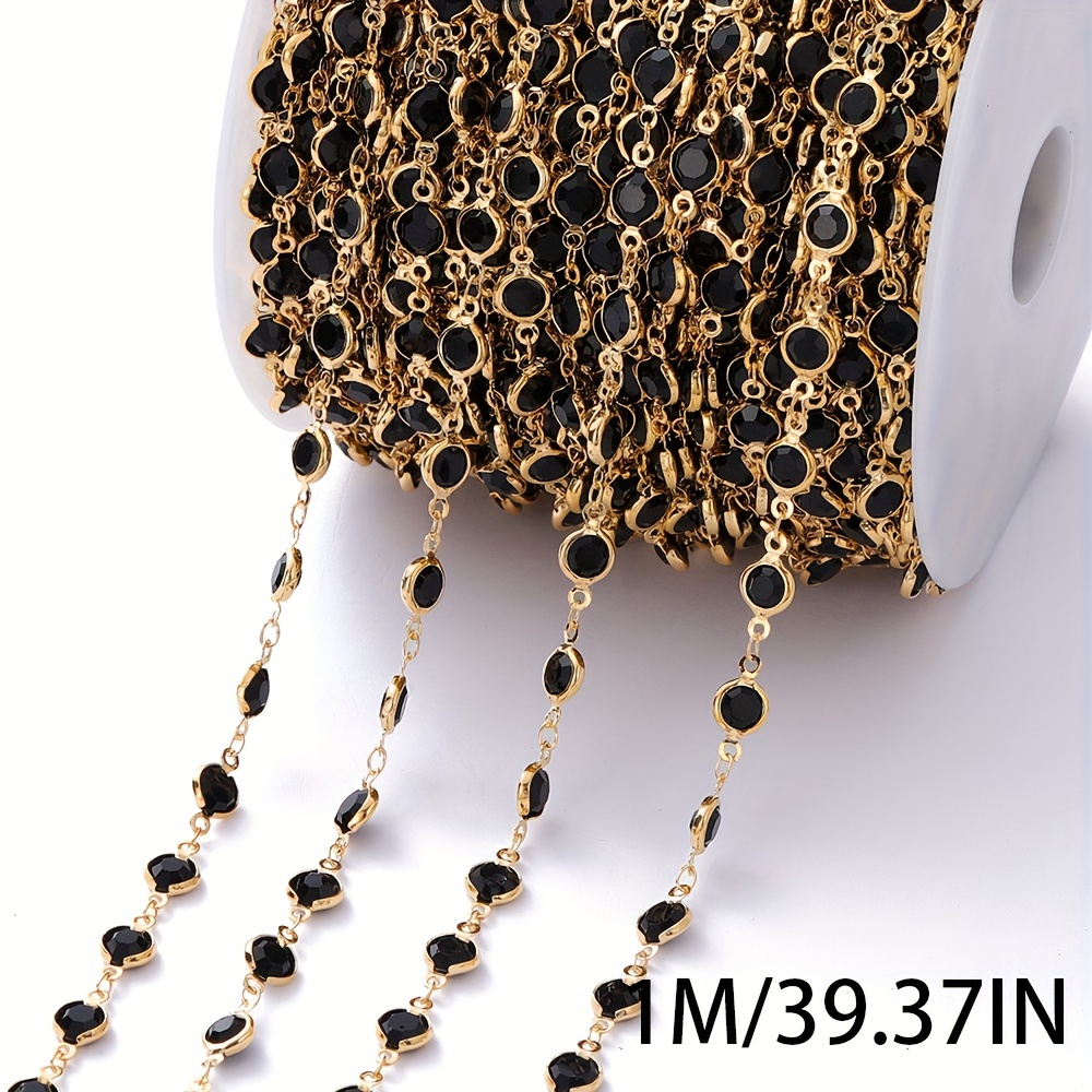 1m/39.37in Long Inlaid Zirconia Chain Light Luxury Retro French Zirconia Chain Sweater Chain Copper Additions
